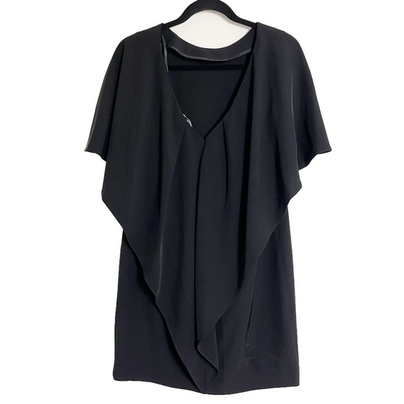 CALVIN KLEIN Women's Black Cap-Sleeve Shift Dress Cascading Sleeves - Size 6 - Picture 4 of 10